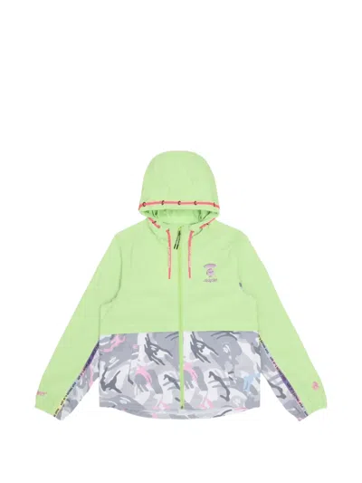 Aape By A Bathing Ape Moonface Camouflage-panel Hooded Jacket In Green
