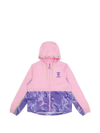 Aape By A Bathing Ape Moonface Camouflage-panelled Hooded Jacket In Pink