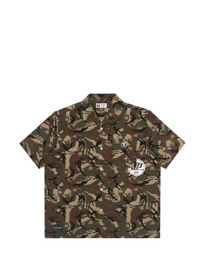 Aape By A Bathing Ape Moonface Camouflage-print Shirt In Brown
