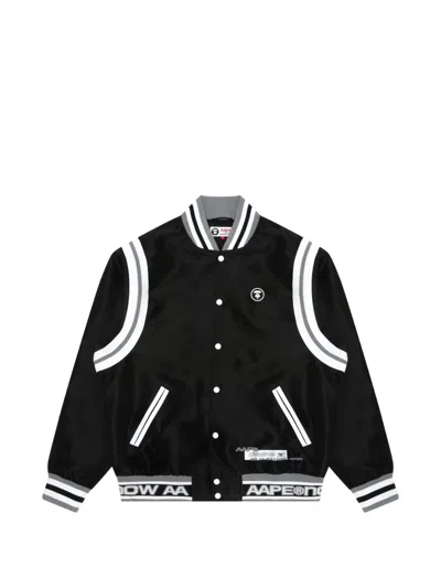 Aape By A Bathing Ape Moonface Contrasting-stripes Bomber Jacket In Black