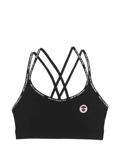 Aape By A Bathing Ape Moonface Criss-cross Sports Bra In Black