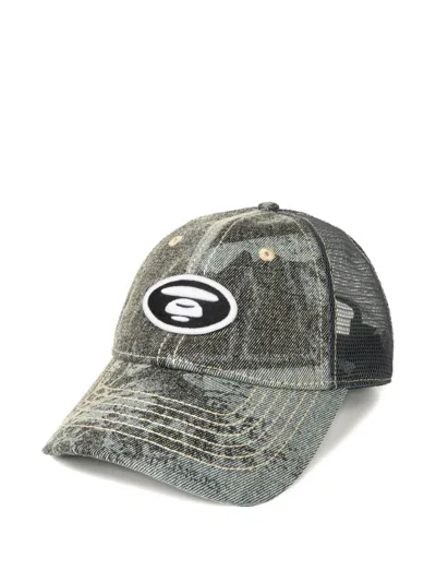 Aape By A Bathing Ape Moonface Denim Baseball Cap In Gray