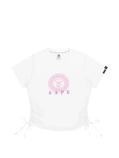 Aape By A Bathing Ape Moonface Drawstring-hem T-shirt In White