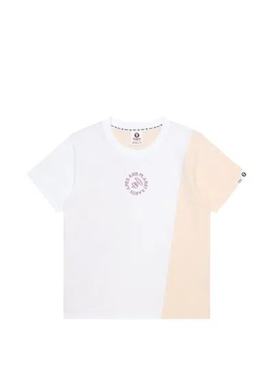 Aape By A Bathing Ape Moonface Embossed Panelled T-shirt In White