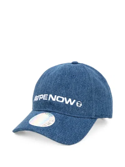 Aape By A Bathing Ape Moonface Embroidered Baseball Cap In Blue