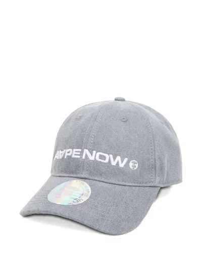 Aape By A Bathing Ape Moonface Embroidered Baseball Cap In Gray