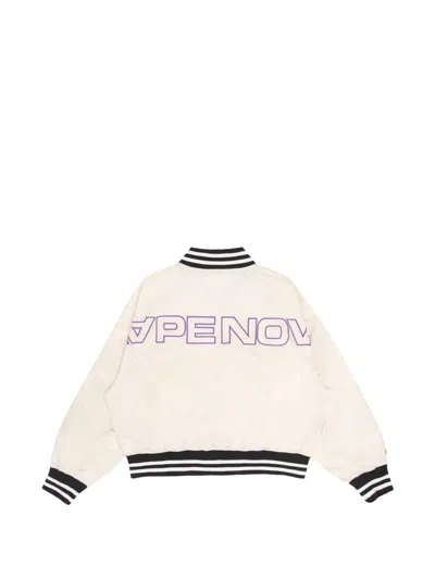 Aape By A Bathing Ape Moonface Embroidered Bomber Jacket In Neutral