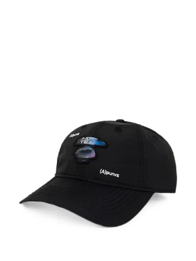 Aape By A Bathing Ape Moonface Embroidered Cap In Black