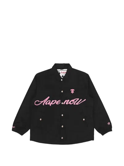 Aape By A Bathing Ape Moonface Embroidered Coach Jacket In Black
