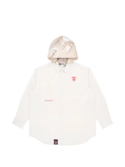 Aape By A Bathing Ape Moonface Embroidered Hooded Shirt In White