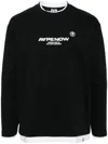 Aape By A Bathing Ape Moonface Embroidered Long Sleeves Tee In Black