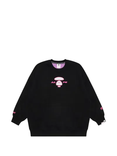 Aape By A Bathing Ape Moonface Embroidered Sweatshirt In Black