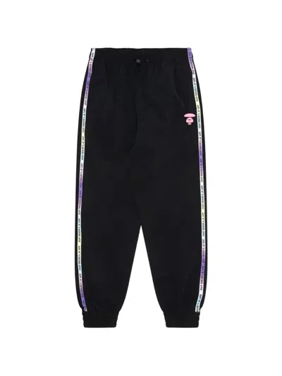 Aape By A Bathing Ape Moonface Embroidered Track Pants In Black