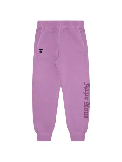 Aape By A Bathing Ape Moonface Embroidered Track Pants In Purple