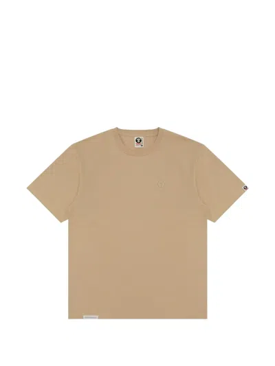 Aape By A Bathing Ape Moonface Embroidered T-shirt In Brown