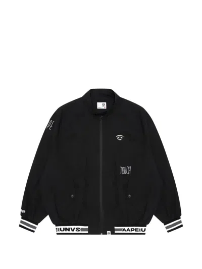 Aape By A Bathing Ape Moonface Embroidered Zip Jacket In Black