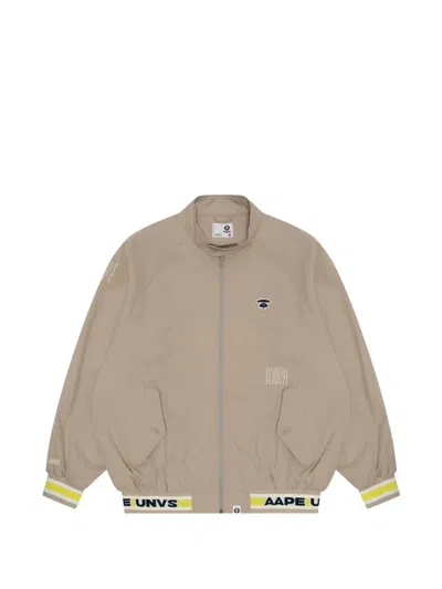 Aape By A Bathing Ape Moonface Embroidered Zip-up Jacket In Neutral