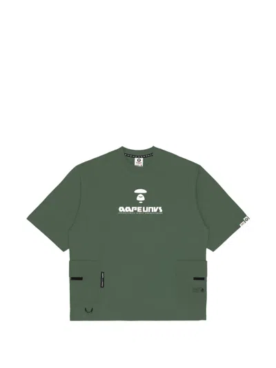 Aape By A Bathing Ape Moonface Flap-pocket T-shirt In Green
