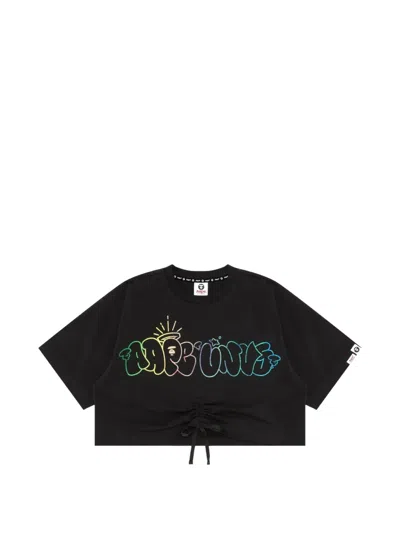 Aape By A Bathing Ape Moonface Gradient Cropped T-shirt In Black