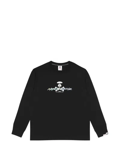 Aape By A Bathing Ape Moonface Graphic Long-sleeve T-shirt In Black