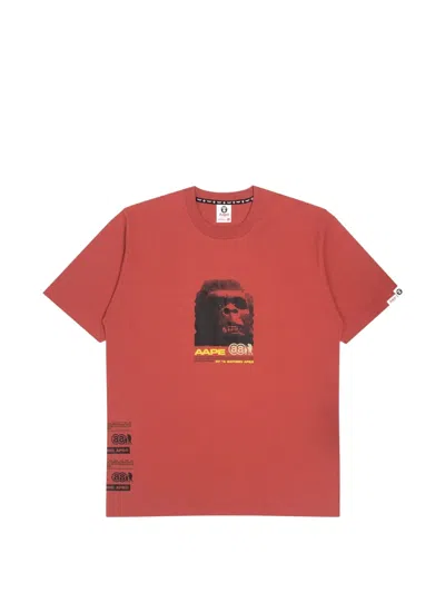 Aape By A Bathing Ape Moonface Graphic-print T-shirt In Red