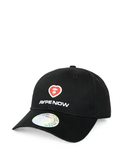 Aape By A Bathing Ape Moonface Heart-patch Baseball Cap In Black