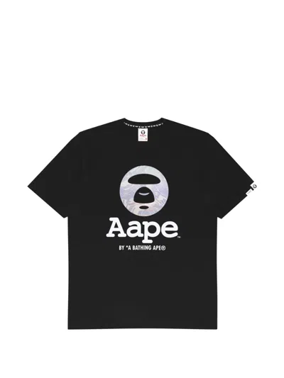 Aape By A Bathing Ape Moonface Hologram Logo T-shirt In Black