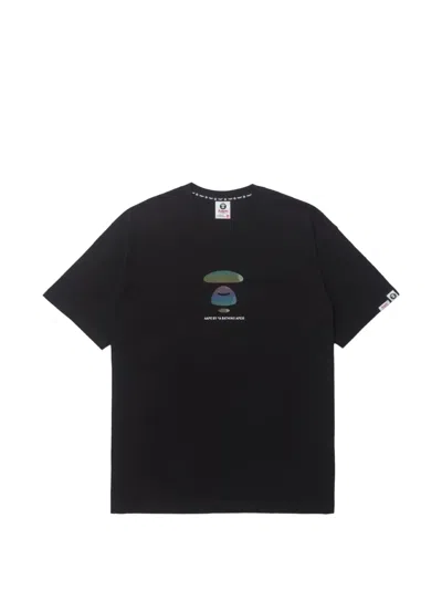 Aape By A Bathing Ape Moonface Hologram-print T-shirt In Black