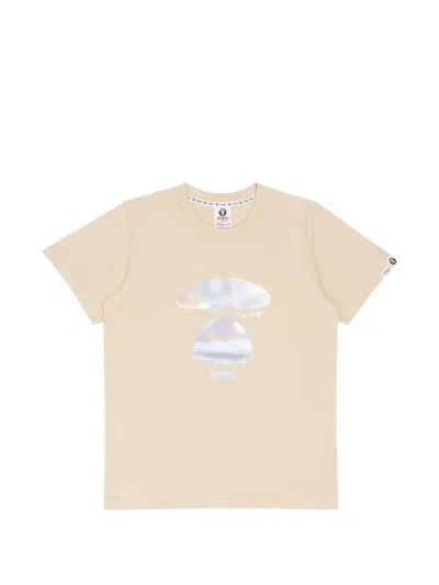 Aape By A Bathing Ape Moonface Hologram-print T-shirt In Neutral