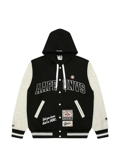 Aape By A Bathing Ape Moonface Hooded Baseball Jacket In Black