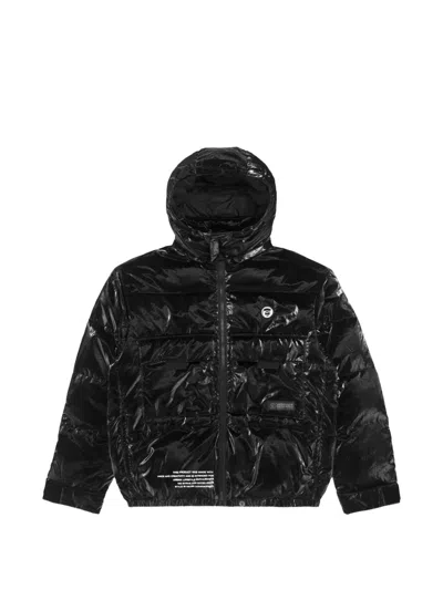 Aape By A Bathing Ape Moonface Hooded Down Jacket In Black