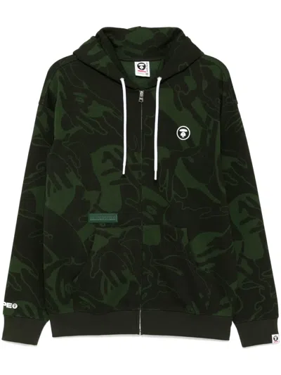 Aape By A Bathing Ape Logo-patch Hooded Jacket In Green