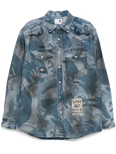 Aape By A Bathing Ape Jeanshemd Mit Camouflagemuster In Blau
