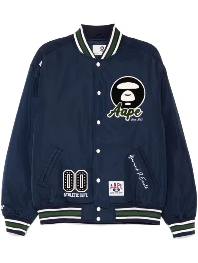 Aape By A Bathing Ape Moonface-logo Bomber Jacket In Nyd Dark Navy
