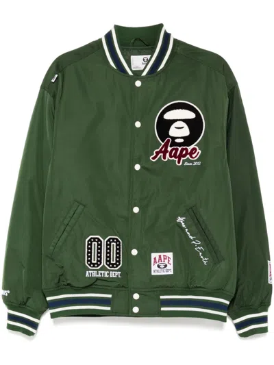 Aape By A Bathing Ape Moonface-logo Bomber Jacket In Green