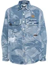 Aape By A Bathing Ape Moonface-logo Camouflage-print Shirt In Blue