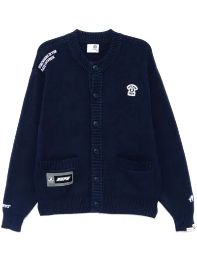 Aape By A Bathing Ape Moonface Logo Cardigan In Blue