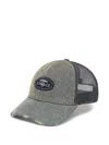 Aape By A Bathing Ape Moonface Logo Distressed Denim Cap In Gray