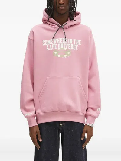 Aape By A Bathing Ape Moonface Logo Hoodie In Pink