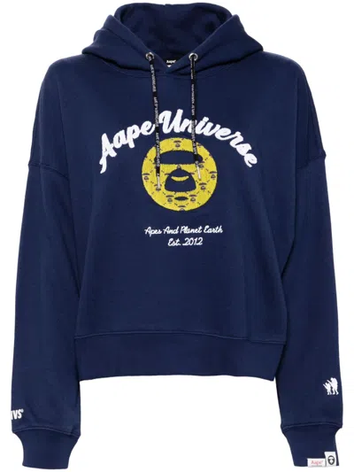 Aape By A Bathing Ape Moonface Logo Hoodie In Blau