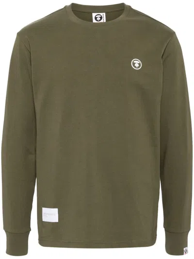 Aape By A Bathing Ape Moonface Logo Long Sleeve T-shirt In Green