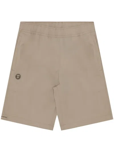 Aape By A Bathing Ape Moonface Logo-patch Shorts In Neutrals