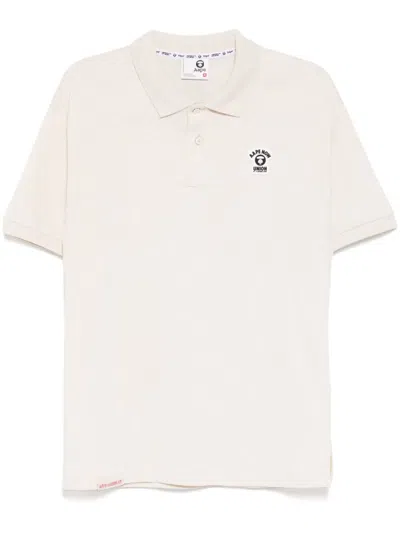 Aape By A Bathing Ape Moonface Logo Polo Shirt In Neutrals