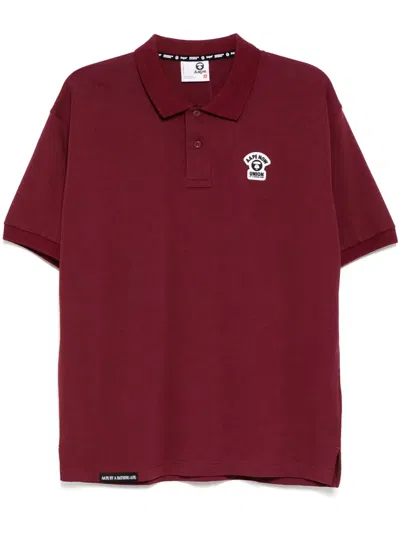 Aape By A Bathing Ape Moonface Logo Polo Shirt In Red