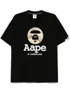 Aape By A Bathing Ape Moonface Logo Short Sleeves Tee In Black