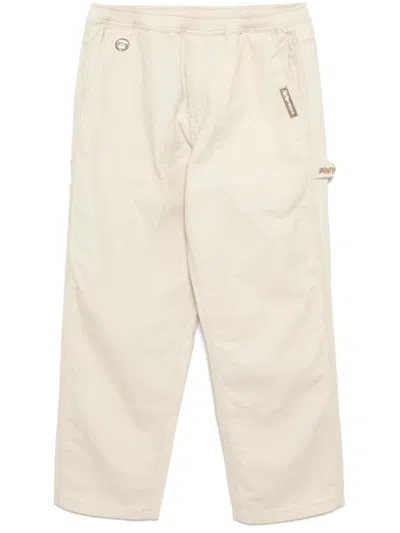 Aape By A Bathing Ape Moonface Logo Straight-leg Trousers In Neutrals