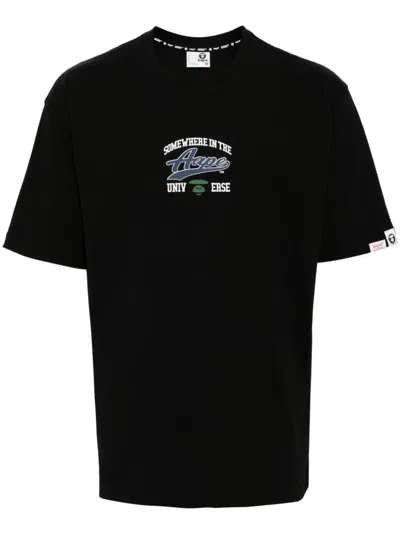 Aape By A Bathing Ape Moonface Logo Universe T-shirt In Black