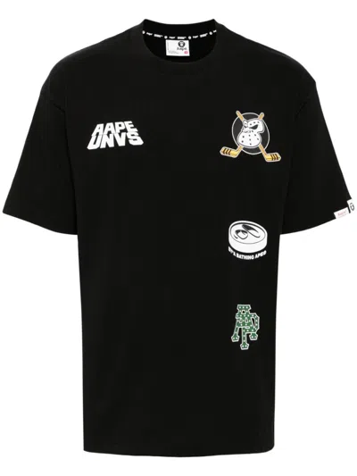 Aape By A Bathing Ape Moonface Logo Universe T-shirt In Black