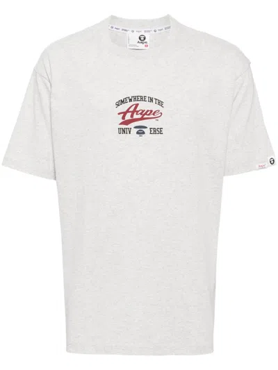 Aape By A Bathing Ape Moonface Logo Universe T-shirt In Grey
