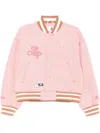 Aape By A Bathing Ape Moonface Logo Varsity Jacket In Pink